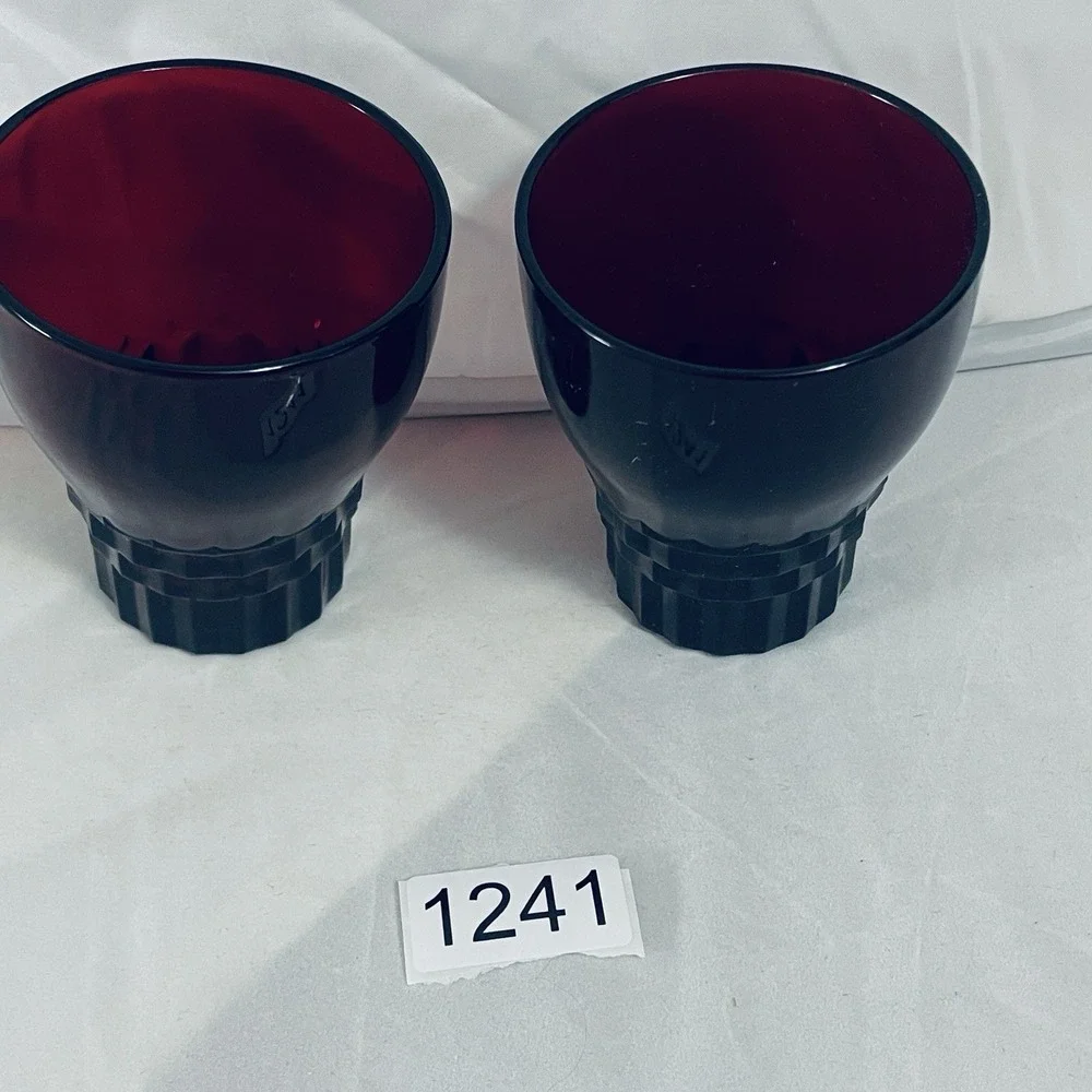 Set Of 2  Vintage Anchor Hocking Windsor Royal Ruby Red Glass 8 oz Tumblers 4